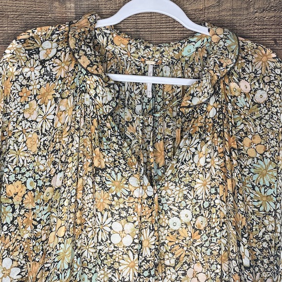 Free People Feeling Groovy Maxi Dress Black Combo Floral Size Small - Picture 2 of 14